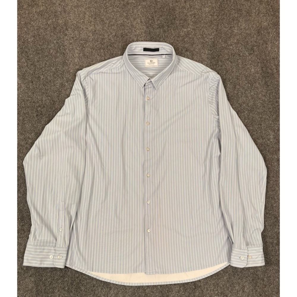 7 Diamonds Easton 4 Way Stretch Button Up Shirt Mens  Blue White Striped Size XL